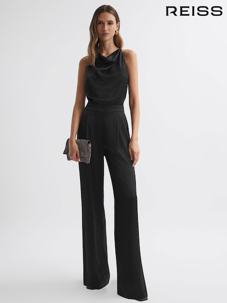 Reiss Black Malia Cowl Neck Jumpsuit (836570) | €378