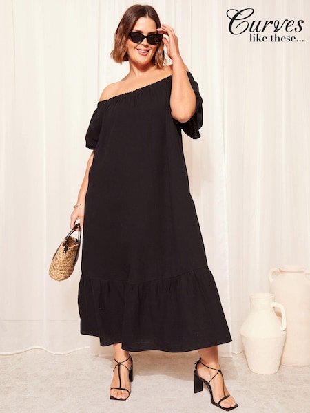 Curves Like These Linen Look Bardot Maxi Dress (837514) | €27