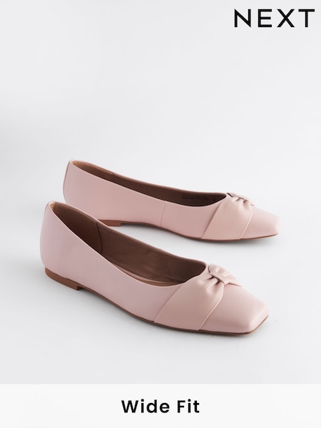 rožnata - Forever Comfort® Leather Square Toe Bow Ballerinas (837576) | € 20