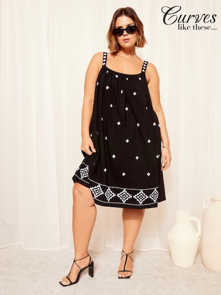 Curves Like These Embroidered Jersey Mini Dress (837636) | 161 LEI
