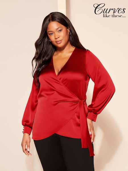 Curves Like These Red Satin Wrap Blouse (837655) | €21