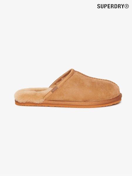 Superdry Tan Suede 100% Cotton Mules Slippers (837659) | €99