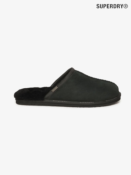Superdry Black Suede 100% Cotton Mules Slippers (837675) | €99