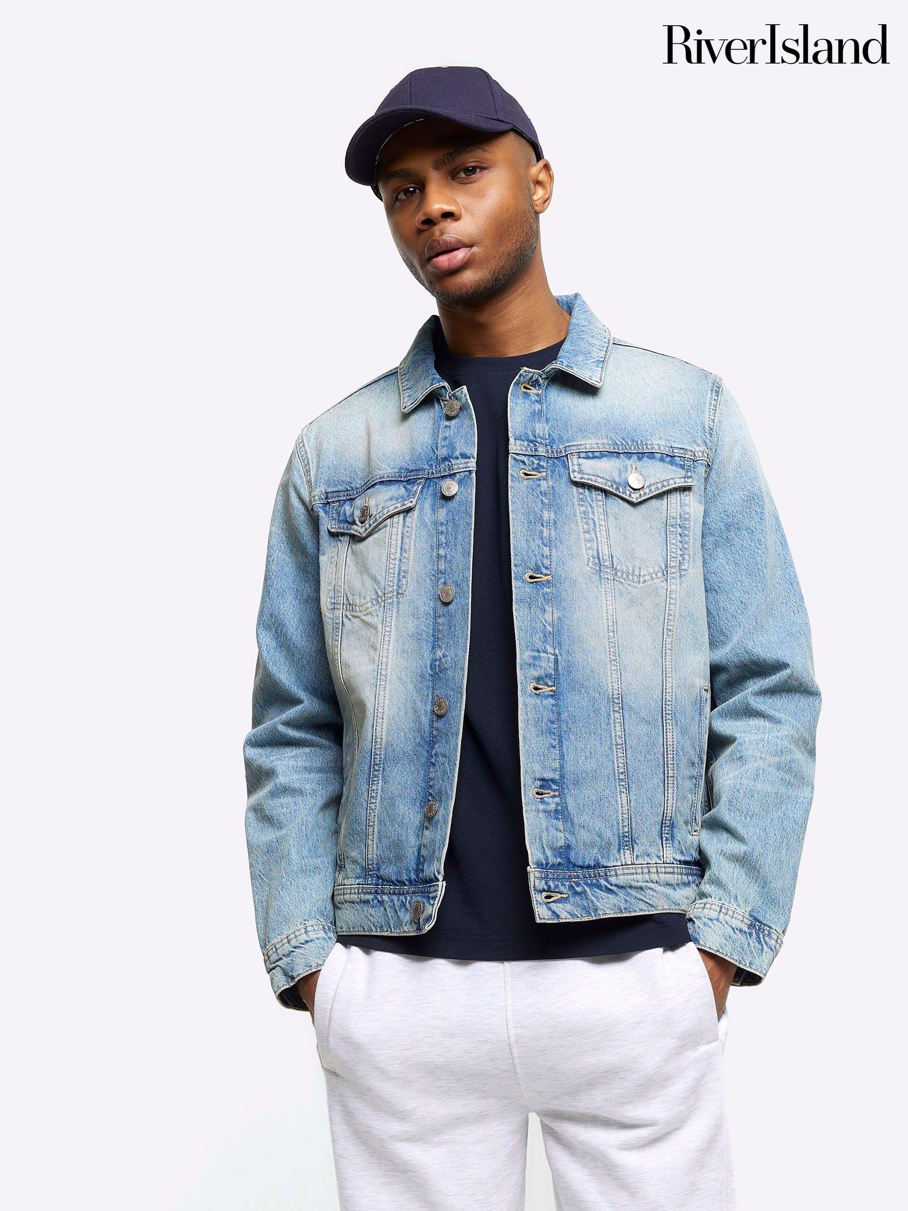 River Island Denim Long Sleeve Mid Jackets Next Oman
