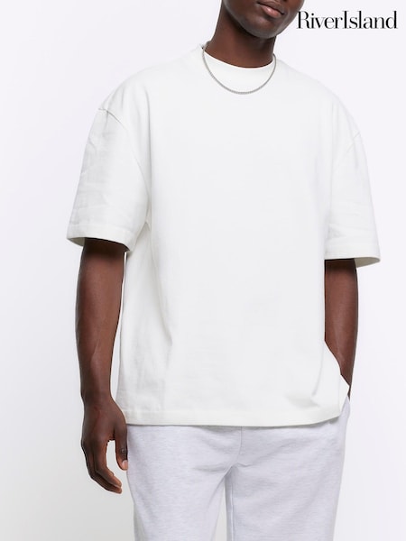 River Island White Oversized 100% Cotton Studio T-Shirt (837938) | €11
