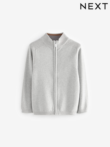 Šedá - 100% Cotton Zip Through Knitted Cardigan (3-16yrs) (838129) | 605 Kč - 795 Kč
