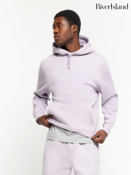 River Island Purple Regular Fit 100% Cotton Long Sleeve Hoodie (838610) | 74 QAR