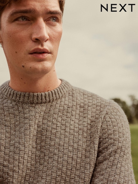 Neutral Basket Textured Regular Crew Neck Jumper (839036) | €18