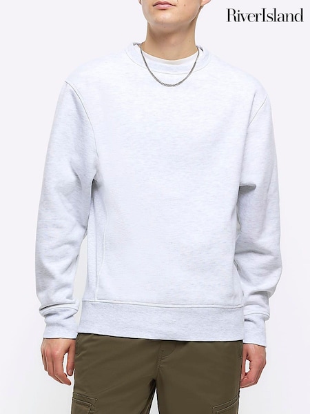 River Island Grey Essential Crew Sweat Top (839246) | AED81