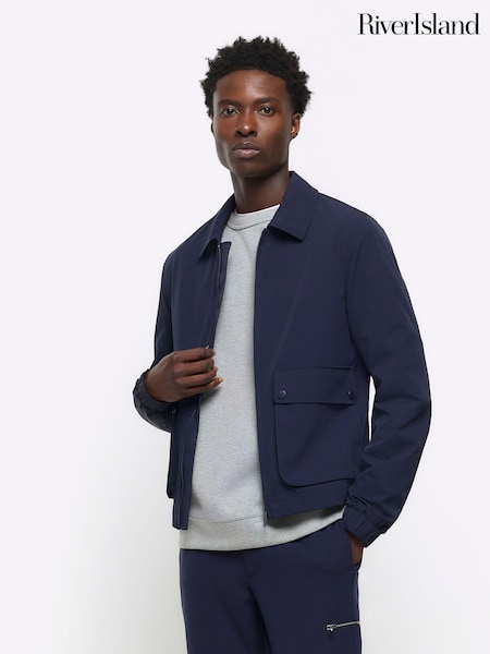 Albastru - River Island Croială clasică Easy Stretch Jachetă (839446) | 260 LEI