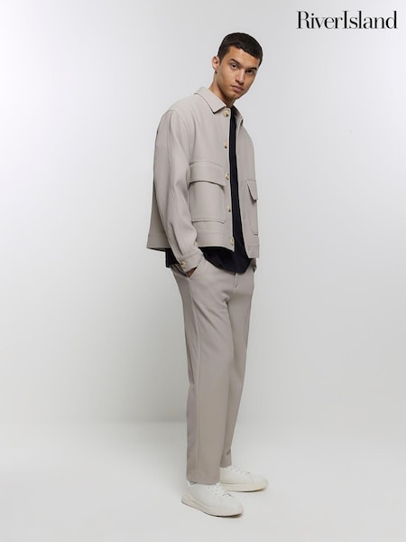River Island Cream Plisse Tapered Trousers (839544) | €23