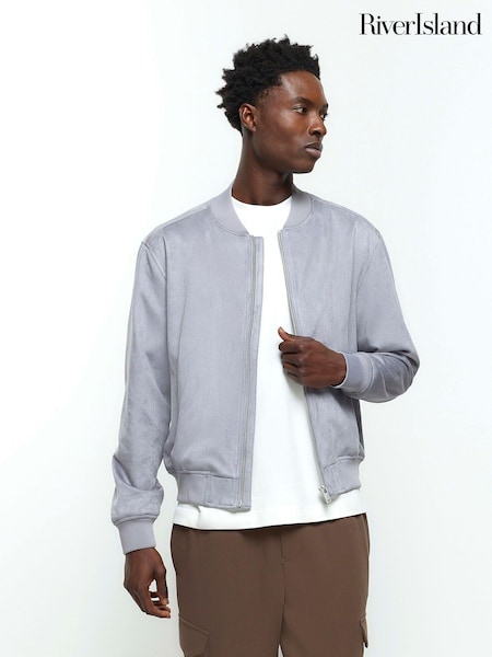 River Island Blue Regular Fit Suedette Bomber Jacket (839545) | €36