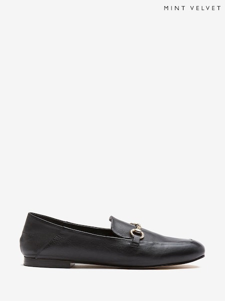 Mint Velvet Black Leather Camille Loafers (839675) | €130