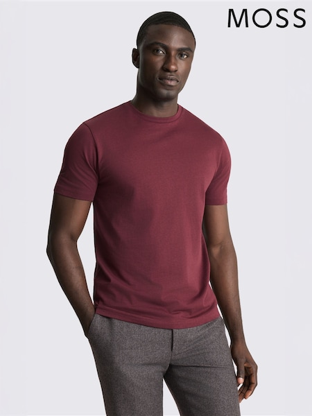 Burgundy Red - Regular Moss Crew Neck T-shirt
