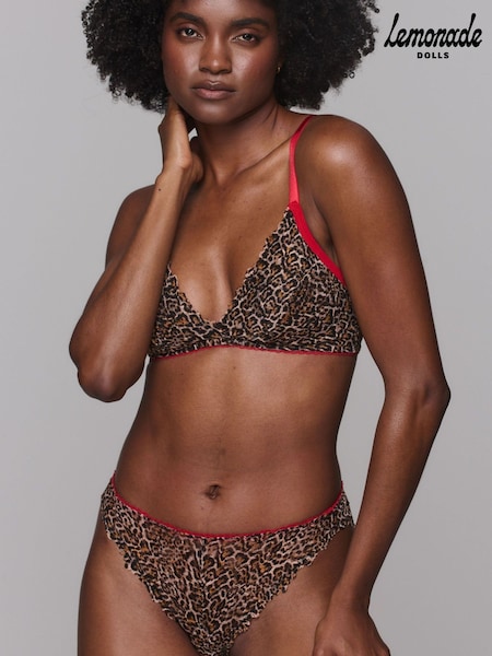 Brown - Lemonade Dolls Leopard Lace High Waist Briefs