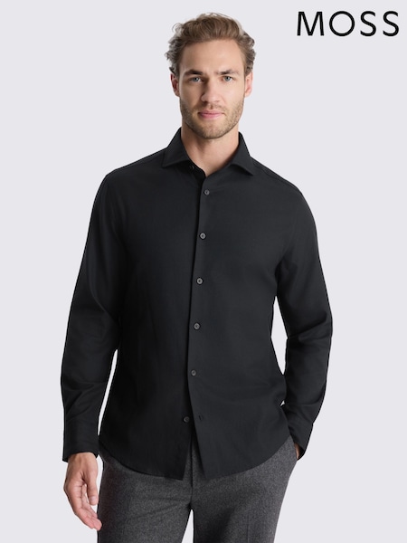 Musta - Regular Moss Brushed Melange Cotton Shirt