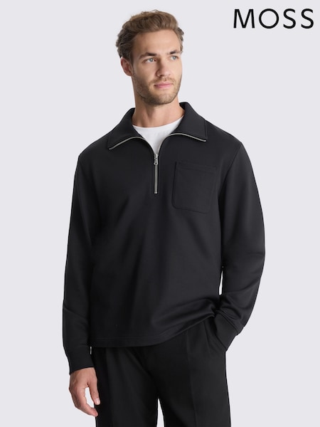 Negru - Regular Moss Quarter Zip Sweatshirt