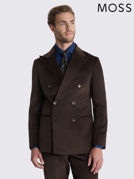 חום - Regular Moss Tailored Fit Corduroy Suit Jacket