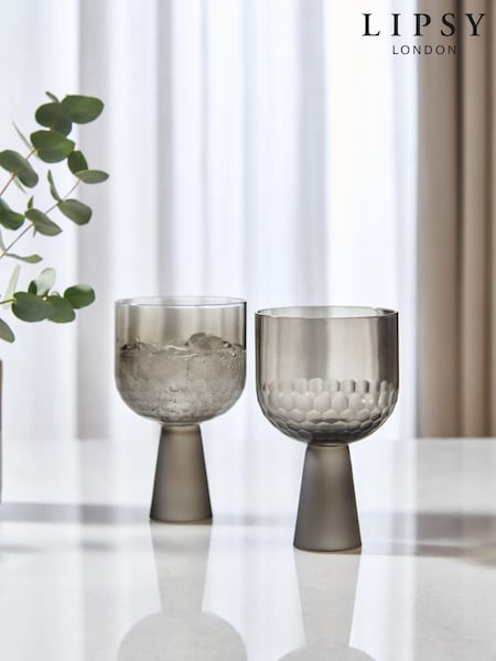 Lipsy 2 Pack Smoke Grey Honeycomb Wine Glasses (840130) | €32
