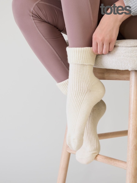 Κρεμ - Totes Cashmere Blend Bed Socks