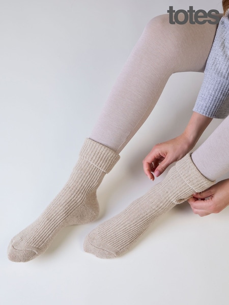 Natural - Totes Cashmere Blend Bed Socks