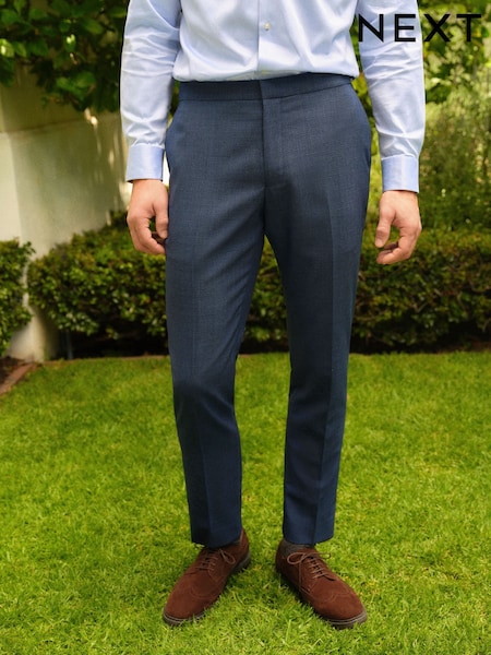 Blue Slim Fit Textured Wool Suit Trousers (840632) | AED241