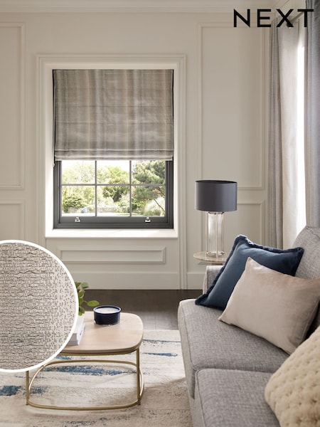 Silver Grey Ready Made Metallic Stripe Roman Blind (840940) | €72 - €145