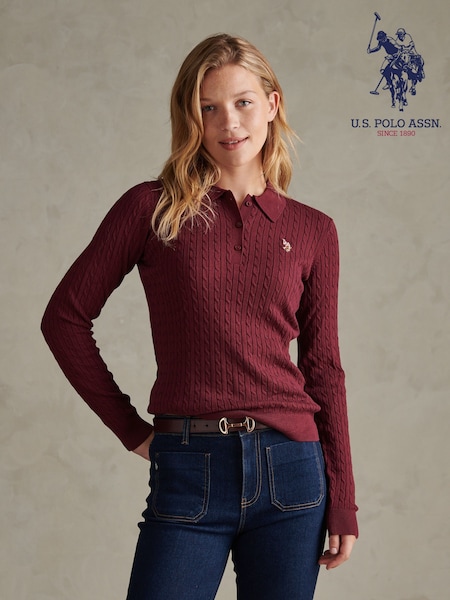 Red - U.s. Polo Assn. Signature Cable Knit Polo Shirt