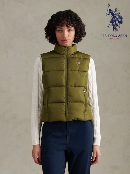 Green - U.s. Polo Assn. Womens Lightweight Puffer Gilet