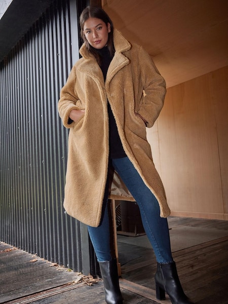 Yours Curve Natural Maxi Borg Coat (842011) | €51