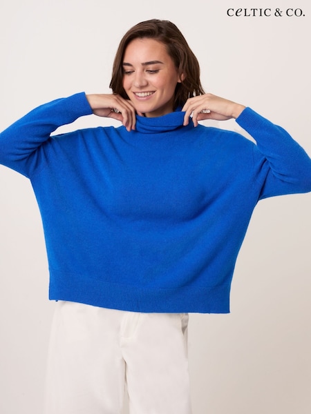 Blue - Celtic & Co. Studio Slouchy Roll Neck Jumper