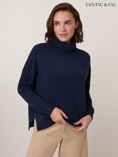 Albastru - Celtic & Co. Studio Slouchy Roll Neck Jumper