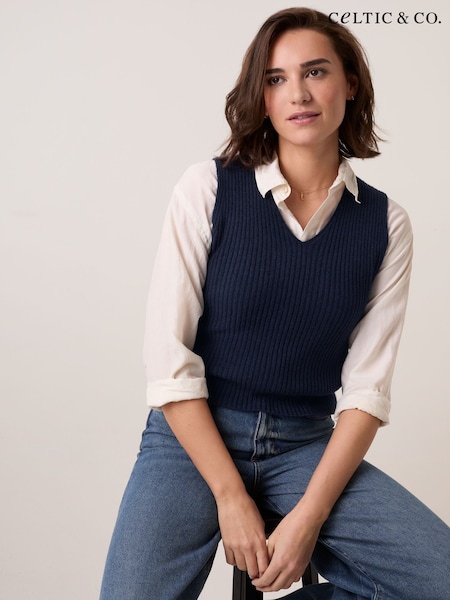 Bleu - Celtic & Co. Studio Ribbed V-neck Tank Top