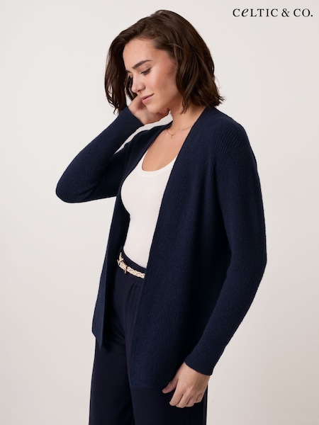 כחול  - Celtic & Co. Studio Longline Ribbed E2e Cardigan