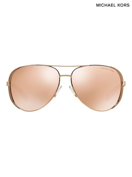 Michael Kors Rose Gold & Pink Chelsea Rim Pilot Sunglasses (842372) | €164