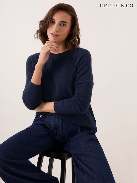 Blau - Celtic & Co. Studio Roll Edge Crew Neck Jumper