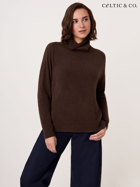 Brown - Celtic & Co. Studio Slouchy Roll Neck Jumper