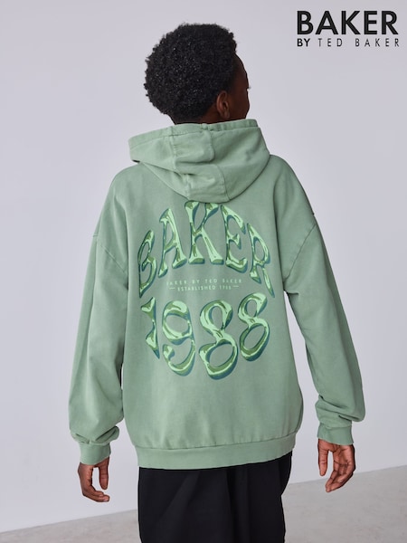 Зеленый - Baker By Ted Baker Oversized Graphic Hoodie