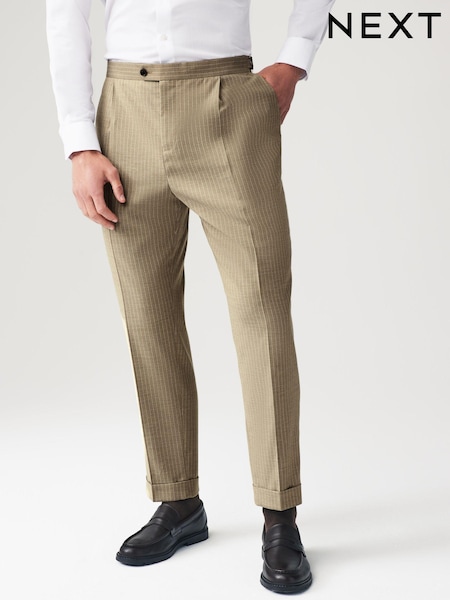 Neutral Relaxed Fit Stripe Suit: Trousers (842579) | AED109