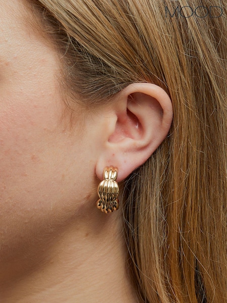 Mood Gold Tone Recycled Polished Tapered Ribbed Hoop Earrings (842964) | €10.50