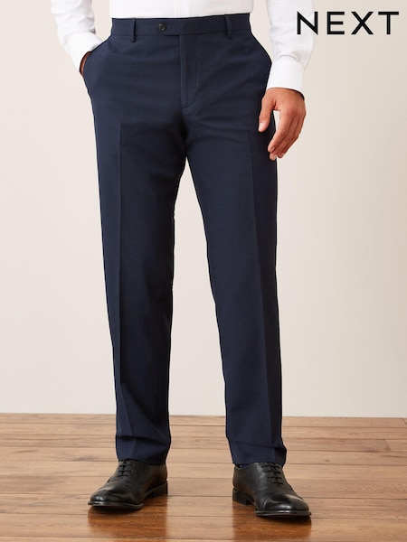 Navy Blue Tailored Wool Mix Textured Suit: Trousers (842974) | €5