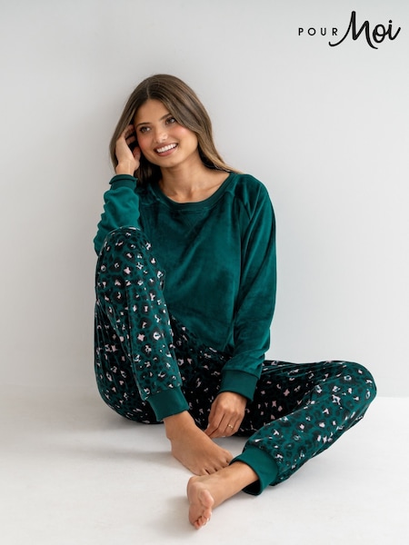 Зеленый - Pour Moi Cosy Fleece Sweatshirt And Jogger Pyjamas Set