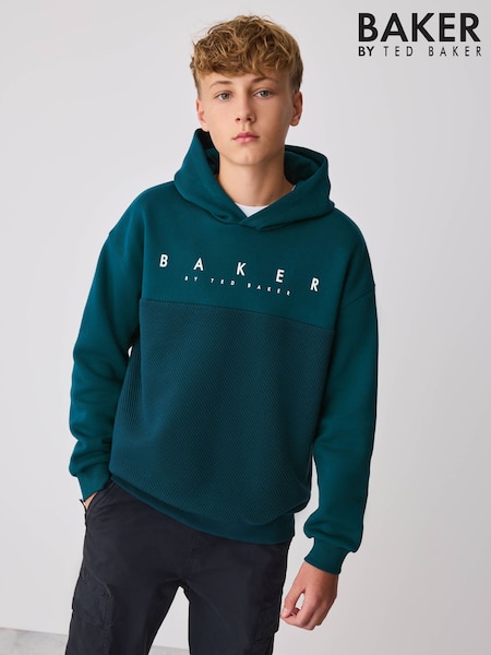 Teal Blue - Baker By Ted Baker Oversized Textured Hoodie