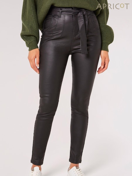 Apricot Black Leather Look Belted Trousers (843856) | €24