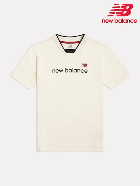 Cream - New Balance Linear V-neck T-shirt
