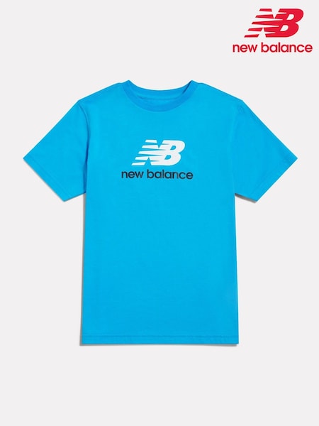 Blue - New Balance Stacked Logo T-shirt