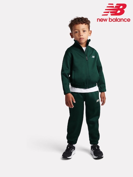 Green - New Balance Full Zip Funnel Jackets & Joggers Set