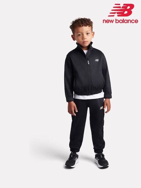 Black - New Balance Full Zip Funnel Jackets & Joggers Set