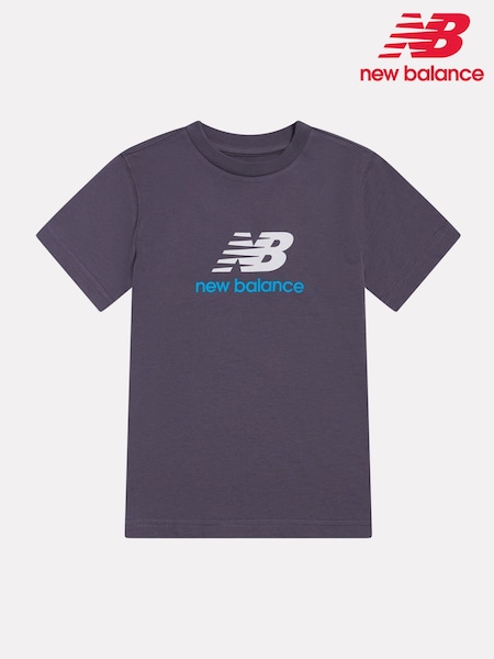 Grey - New Balance Jersey Stacked Logo T-shirt
