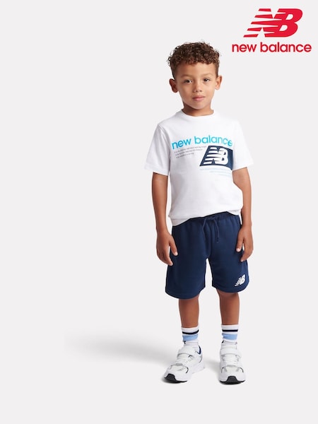 White - New Balance Athletics Graphic T-shirt & Shorts Set